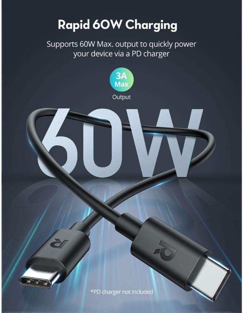 Kabloya RAVPower RP-CB1022 60W Type-C bo Type-C 2m - Kabloya RAVPower Type-C bo Type-C, 2 metre dirêj