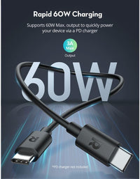 كيبل راف باور تايب سي إلى تايب سي بطول 2 متر | RAVPower RP-CB1022 60W Type-C to Type-C Cable 2m