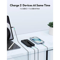 باور بانك راف باور بسعة 10,000 مللي امبير وبقدرة شحن 20 واط - اسود | RAVPOWER PB1236 20W 2 Ports Power Bank (10000mAh) – Black