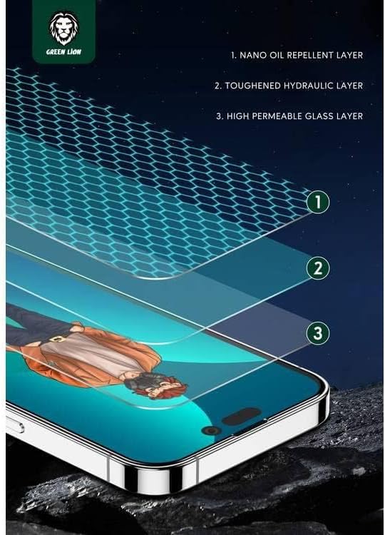 Green Lion 3D Desert Round Edge Glass Screen Protector for iPhone 13 Pro Max/14 Plus (6.7") - زجاج حماية جرين ليون ثري دي ديزرت