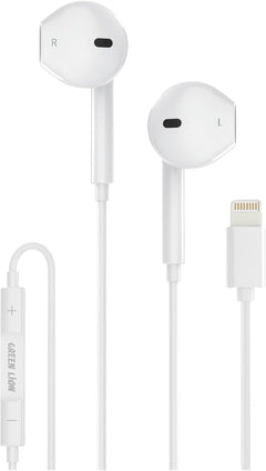 سماعات جرين لايون ستيريو السلكية بمنفذ لايتننغ - ابيض | Green Lion Wired Stereo Earphones with Lightning Connector – White
