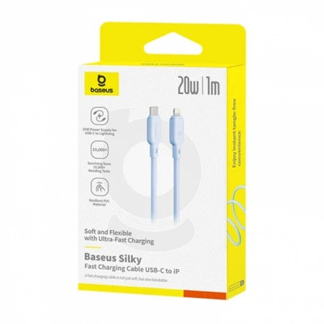 كابل Baseus Silky Cable USB-C إلى Lightning 20W 1m أزرق | Baseus Silky Cable C-iP 20W 1m Blue
