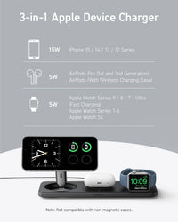شاحن انكر ماج جو اللاسلكي 3 في 1, قاعدة شحن 15 واط معتمد QI2 للايفون | Anker MagGo Wireless Charging Pad 3-in-1, Qi2 Certified 15W Charger for iPhone
