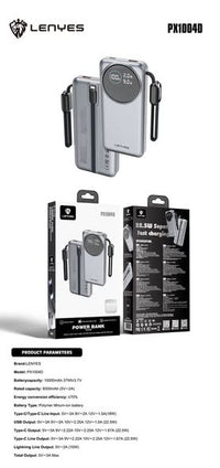 Lenyes Wireless Power Bank 10000mAh 22.5W - بنك طاقة لاسلكي لينيس 10000 مللي أمبير