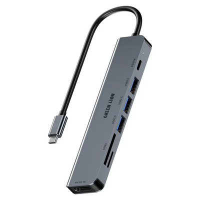 Green Lion 7-in-1 USB-C Hub Gray GN7N1CHUBGY - Main