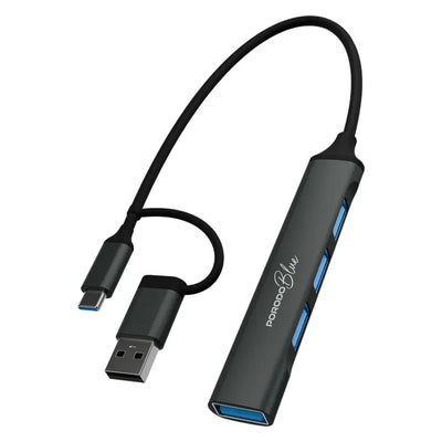 Porodo Blue USB Hub Gray