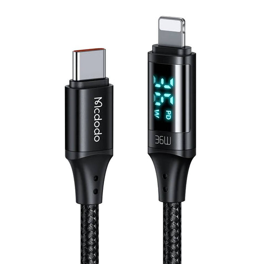 كيبل مكدودو تايب سي إلى لايتننغ بقدرة شحن 36 واط وبطول 1.2 متر | Mcdodo 36W Type-C To Lightning Fast Data Charge Cable with Digital Display 1.2M