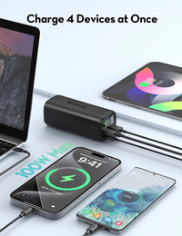 باور بانك راف باور PB208 Ultra بسعة 20,000 مللي امبير وبقدرة شحن 100 واط - اسود | RAVPower PB208 Ultra 20000mAh PD 100W Power Bank - Black