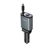 شاحن سيارة جويرووم بقدرة 30 واط مع كيبل قابل للسحب 3 في 1 - رمادي معدني | JOYROOM JR-CCL07 30W 3-in-1 Retractable Cable Car Charger – Gunmetal Grey