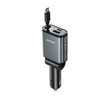شاحن سيارة جويرووم بقدرة 30 واط مع كيبل قابل للسحب 3 في 1 - رمادي معدني | JOYROOM JR-CCL07 30W 3-in-1 Retractable Cable Car Charger – Gunmetal Grey