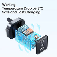 Mcdodo 67W 2 Port Type-c & 1 Port USB Gan5 mini Fast Charger Pro with Type-c to Type-c Cable 1.2m - شاحن جداري بقدرة 67واط بمنفذين تايب سي ومنفذ يو اس بي  مع كيبل تايب سي