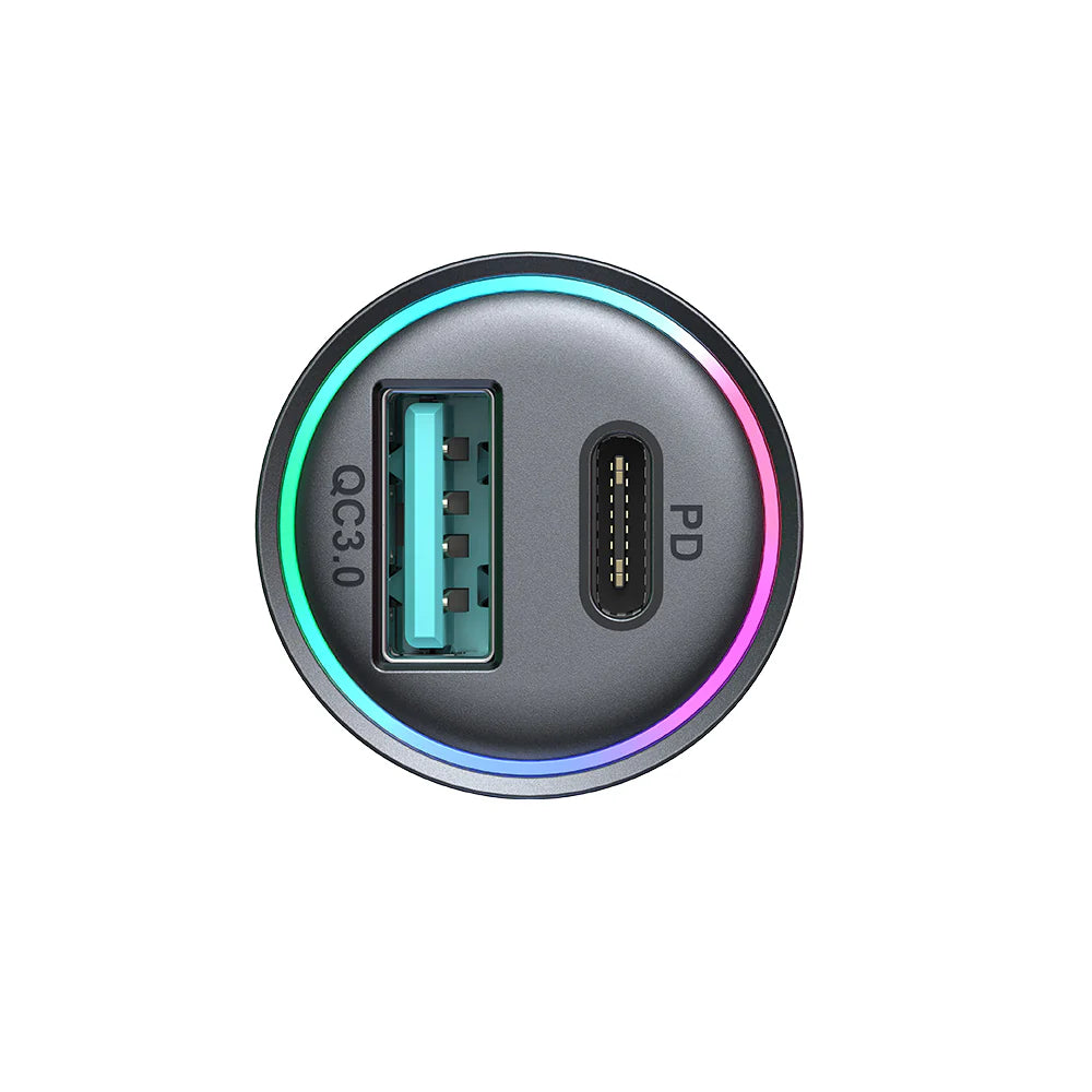 شاحن سيارة جويرووم ميني بمنفذي تايب سي ويو اس بي اي وبقدرة شحن 60 واط | Joyroom JR-CCN04 60W A+C Mini Metal Car Charger
