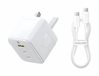 Baseus Palm Charger 2C+U 65W UK Black (With Cable C→C 100W 1m Black) | شاحن بيسوس بالم 2C+U 65 واط UK أسود