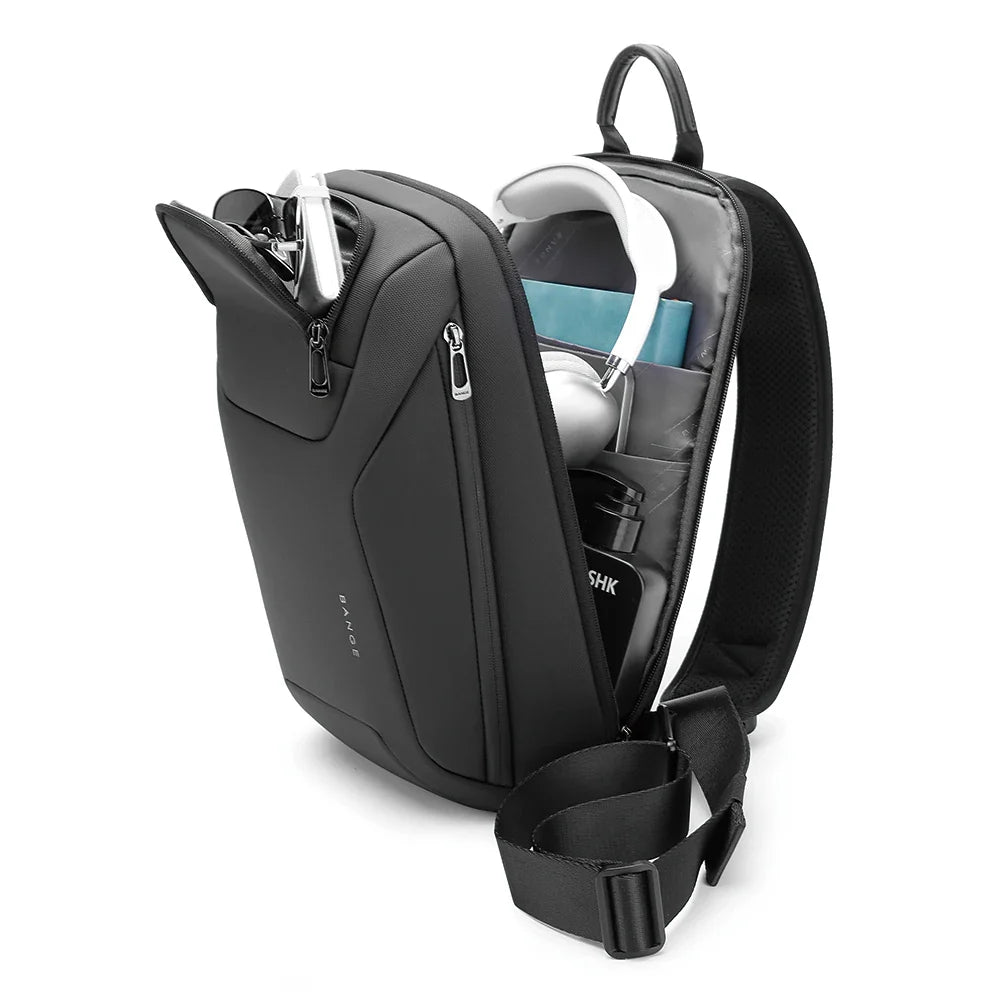 BANGE 8031 Men’s Waterproof Anti-Theft Chest Bag | حقيبة كتف رجالية من بانجي, ضد الماء ومضادة للسرقة