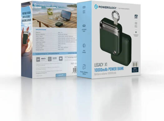 باور بنك باورولوجي Legacy X1 10000mAh شحن سريع 22.5W - أخضر | Powerology Legacy X1 10000mAh Power Bank 22.5W Green