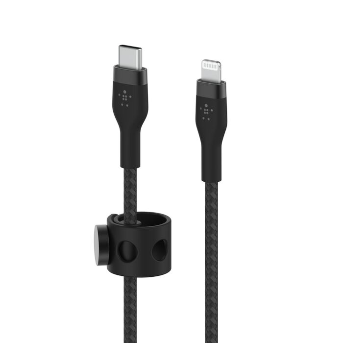 كيبل بيلكن BoostCharge Pro Flex تايب سي الى لايتننغ بطول 1 متر | Belkin BoostCharge Pro Flex USB-C Braided Silicone Cable with Lightning Connector
