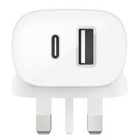 شاحن جداري بيلكن بمنفذي يو اس بي اي وتايب سي وبقدرة شحن 37 واط | Belkin 37W USB Type C PPS PD Dual Port Wall Phone Charger