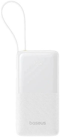 Baseus EnerFill FC51 Bipow2 Pro Power Bank 20000mAh 22.5W White Built-in Cable - باور بانك بيسوس انرفيل FC51 بايباو 2 برو 20000 مللي أمبير 22.5 واط أبيض بكيبل مدمج