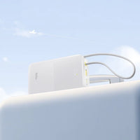 Baseus EnerFill FC51 Bipow2 Pro Power Bank 20000mAh 22.5W White Built-in Cable - باور بانك بيسوس انرفيل FC51 بايباو 2 برو 20000 مللي أمبير 22.5 واط أبيض بكيبل مدمج
