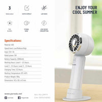 Porodo LifeStyle Mini Portable Turbo Cooling Fanosa Destan 5W 2000mAh - Spî