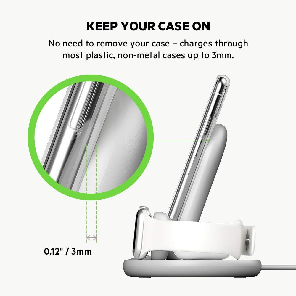 Şarjêra Bêtêl a Belkin BoostCharge 3-di-1ê de bi Qada Şarjêra Bêtêl a 7.5W ji bo Apple iPhone, Apple Watch, û AirPods 