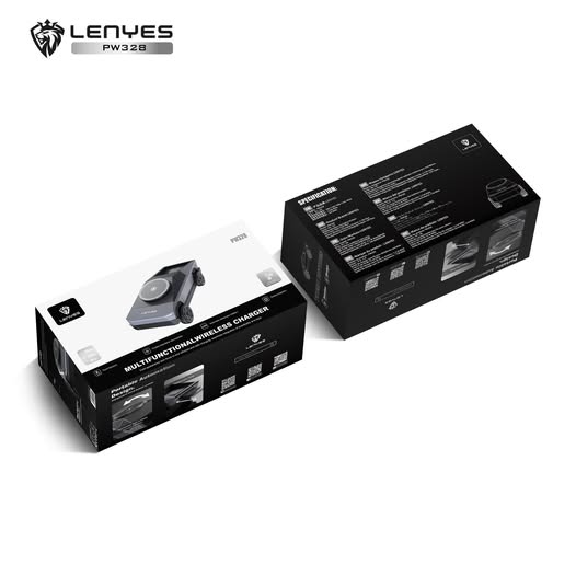شاحن لاسلكي LENYES 3 في 1 شحن سريع 15W للهاتف والساعة والسماعات | LENYES 3-in-1 Wireless Charger 15W Fast Charge Phone Watch Earbuds