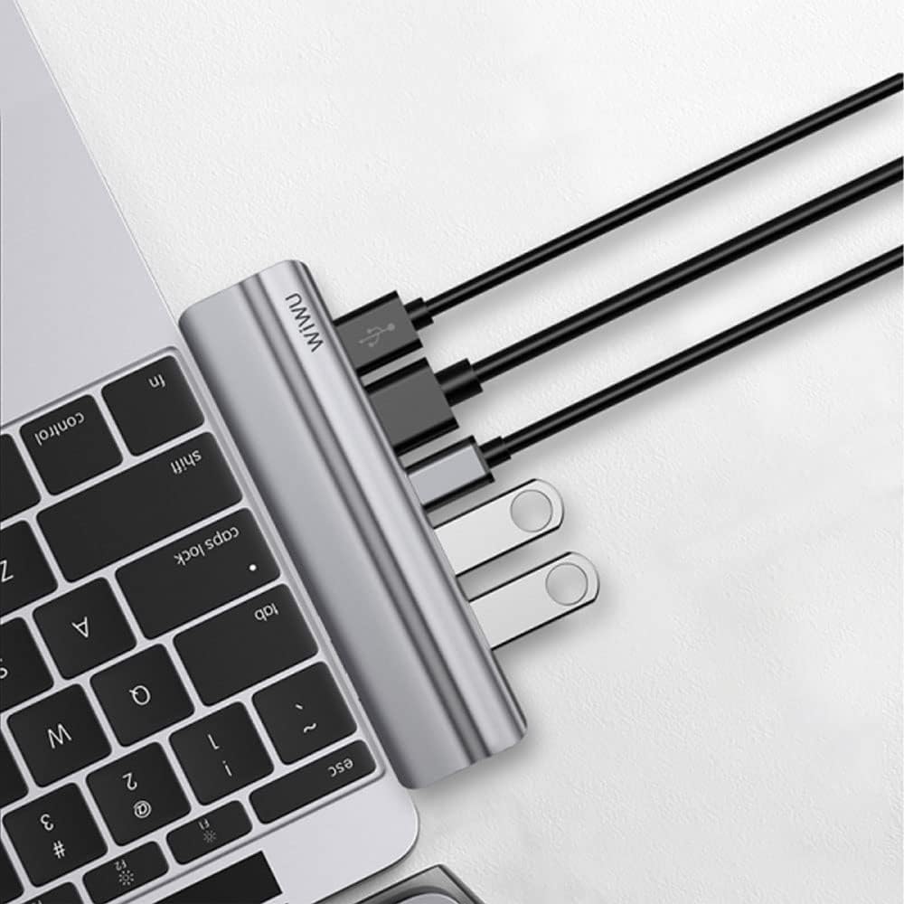 موزع تي 9 بمنفذ يو اس بي سي بهيكل من خليط الالومنيوم من ويوو - Wiwu t9 8 in 1 USB-C HUB Aluminum Alloy Case