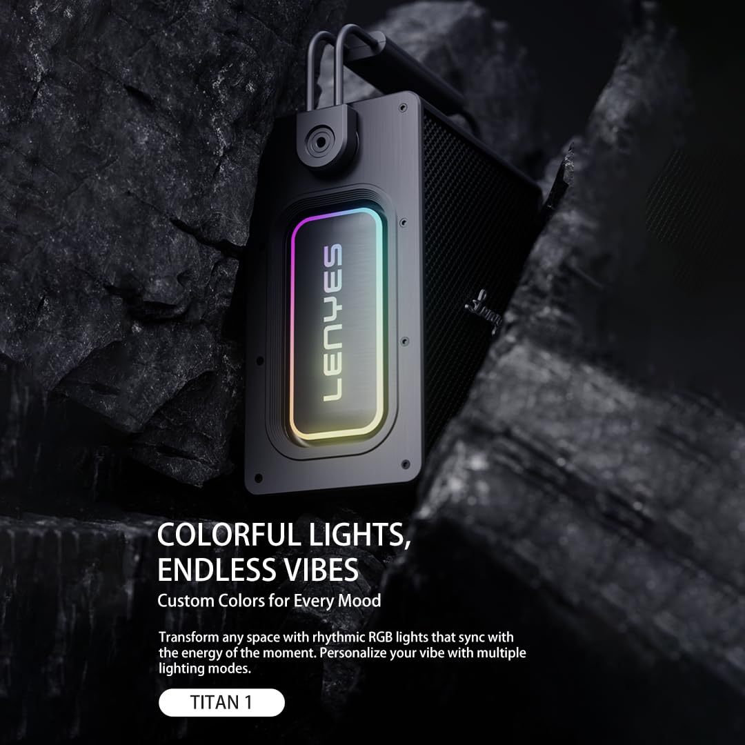 Lenyes Titan 1 سبيكر بلوتوث | 180W | مايكروفونات لاسلكية | إضاءة RGB | مقاوم للماء IPX6 | بطارية 15000mAh