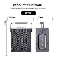 Lenyes Titan 1 سبيكر بلوتوث | 180W | مايكروفونات لاسلكية | إضاءة RGB | مقاوم للماء IPX6 | بطارية 15000mAh