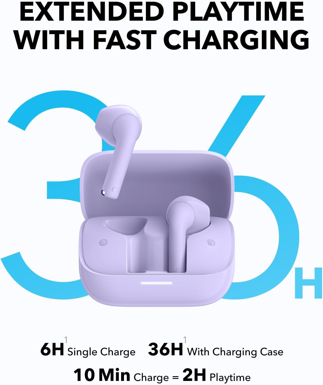 سماعات انكر ساوندكور K20i اللاسلكية, تصميم نصفي داخل الاذن, تشغيل حتى 36 ساعة | Anker Soundcore K20i, Semi-in-Ear Bluetooth Wireless Earbuds, 36H Playtime