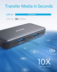 محول انكر تايب سي 5 في 1 مع منفذ HDMI  وقارئ بطاقات اس دي ومايكرو اس دي ومنفذين يو اس بي اي | Anker USB C Hub 5 in 1 USB C Adapter with 4K USB C to HDMI SD and microSD Card Reader 2 USB 3.0 Ports