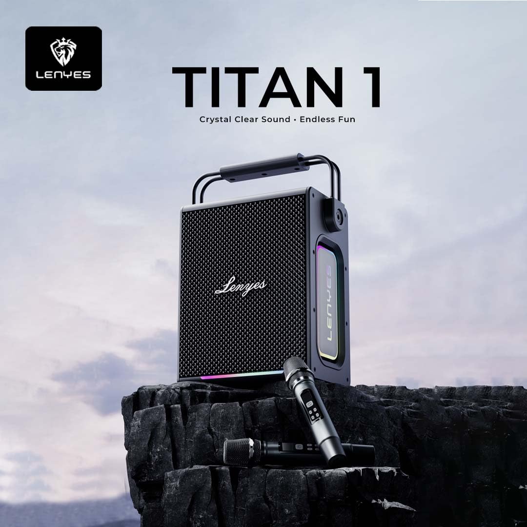Lenyes Titan 1 سبيكر بلوتوث | 180W | مايكروفونات لاسلكية | إضاءة RGB | مقاوم للماء IPX6 | بطارية 15000mAh