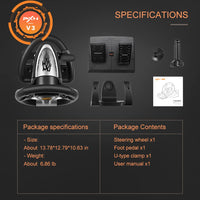 عجلة قيادة ألعاب PXN V3 Pro - أسود | PXN V3 Pro - Gaming Steering Wheel - Black