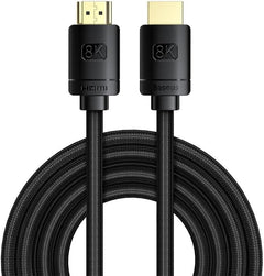 Baseus HDMI 8K Adapter Cable HDMI→HDMI 3m Black - كابل بيسوس HDMI 8K محول 3 متر أسود
