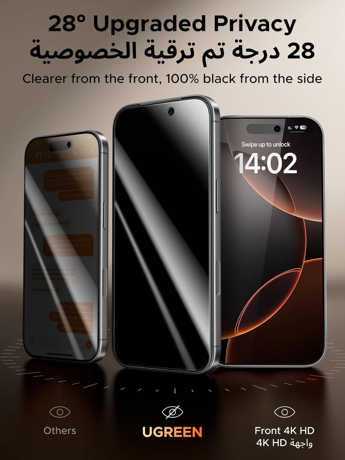 واقي شاشة UGREEN لآيفون 17 Pro عبوتين (حماية الحواف) | UGREEN Screen Protector for iPhone 17 Pro 2-Pack (Edge)