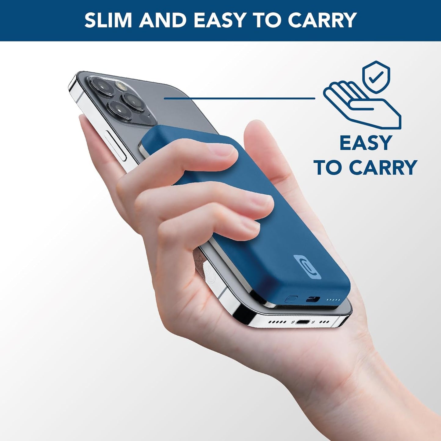 Cellularline Wireless Powerbank MAG 5000 Portable Charger Compatible with Mag Safe Ecosystem - سيلولار لاين باور بانك لاسلكي شاحن محمول متوافق مع نظام ماجسيف البيئي سعة 5000 مللي أمبير