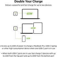 شاحن حائط بيلكين GaN بمنفذي تايب سي وبقدرة شحن 65 واط | Belkin 65W Dual USB Type C Wall Charger Fast Charging Power Delivery 3.0 with GaN Technology