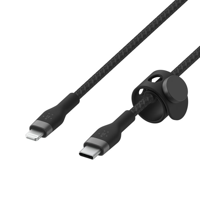 كيبل بيلكن BoostCharge Pro Flex تايب سي الى لايتننغ بطول 1 متر | Belkin BoostCharge Pro Flex USB-C Braided Silicone Cable with Lightning Connector