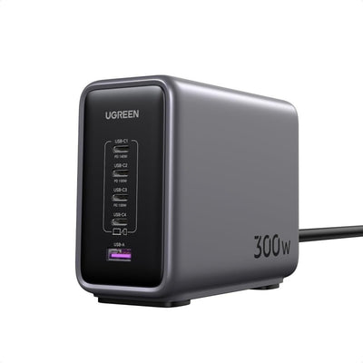UGREEN 300W Nexode GaN USB C Charger 5 Ports Desktop Charging Station UK - محطة شحن يوجرين 300 واط 5 منافذ تقنية جان