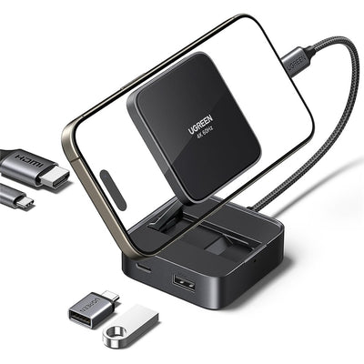 UGREEN USB C Hub, 4-in-1 Magnetic USB C to HDMI Adapter 4K@60Hz, 100W PD Charging, Foldable Portable USB C Adapter | محول يو جرين USB C هب 4 في 1 مغناطيسي HDMI 4K@60Hz شحن سريع 100W قابل للطي
