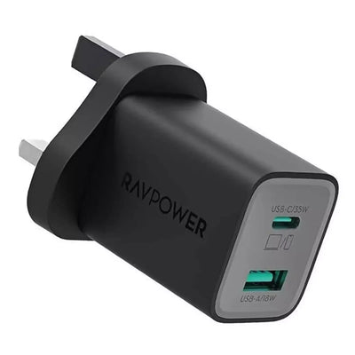 شاحن جداري راف باور RP-PC1046 بقدرة 35 واط مع منفذين | RAVPower RP-PC1046 PD Pioneer 35W 2-Port Wall Charger