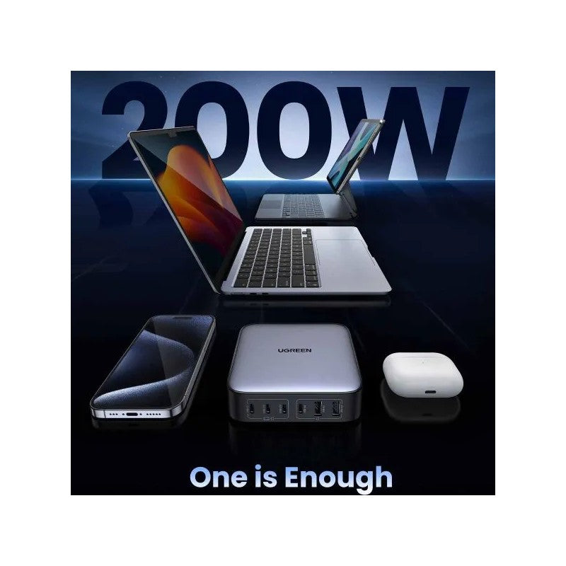 UGREEN 200W USB C Charger Nexode 6-Port GaN Desktop Charging Station | شاحن يوجرين نيكسود 200 واط 6 منافذ تقنية جان محطة شحن مكتبية