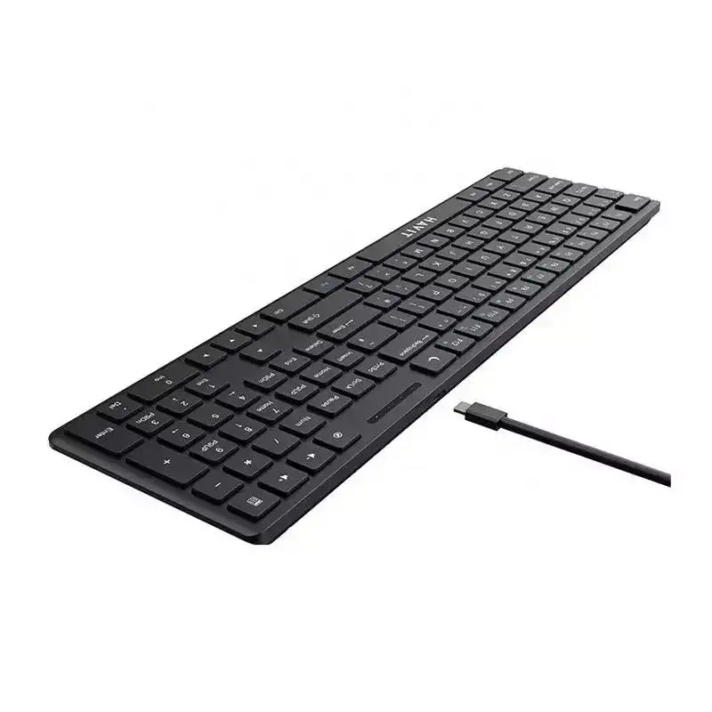 Klavyeya Havit KB252 – 108 Bişkok, USB-C Bi Kabloyê - Klavyeya Havit – bi kabloyê, 108 bişkok, sêwirana ergonomîk bi rengê reş