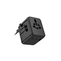 محول سفر عالمي ويوو GaN بقدرة شحن 25 واط - اسود | WiWU Wi-UA011 Warrior 25W GaN Universal Adapter 2C1A