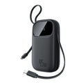 Baseus EnerFill FC31 Qpow 3 شاحن متنقل بشاشة رقمية مع كابلات USB-C+iP، 10,000 مللي أمبير/ساعة، 45 واط - أسود كوزميك