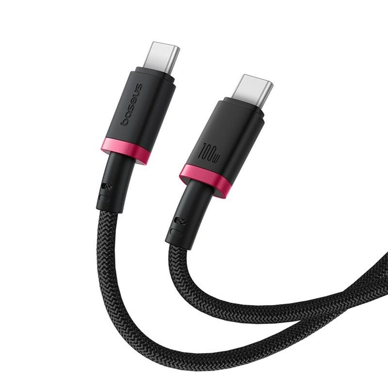 Baseus Dura Cable C→C 100W 2m Red+Black | كابل بيسوس ديورا C→C 100 واط 2 متر أحمر وأسود