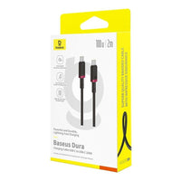 Baseus Dura Cable C→C 100W 2m Red+Black | كابل بيسوس ديورا C→C 100 واط 2 متر أحمر وأسود
