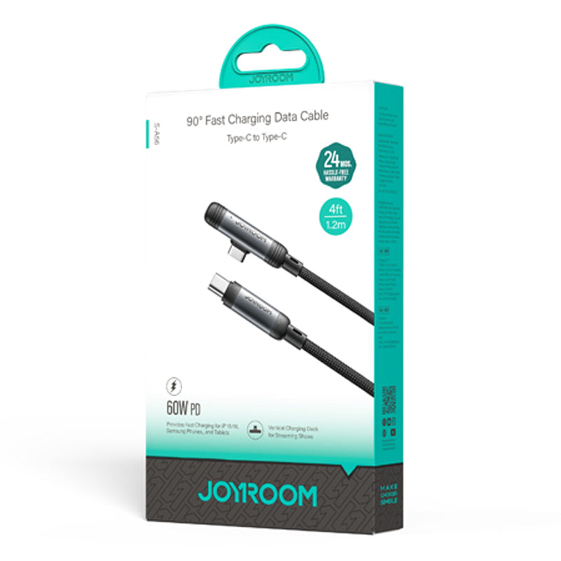JOYROOM Kabloya Daneyan a Şarjkirina Bilez a Series EnjoyX 90°, Ji Tîpa-C bo Tîpa-C, 60W, 1.2m