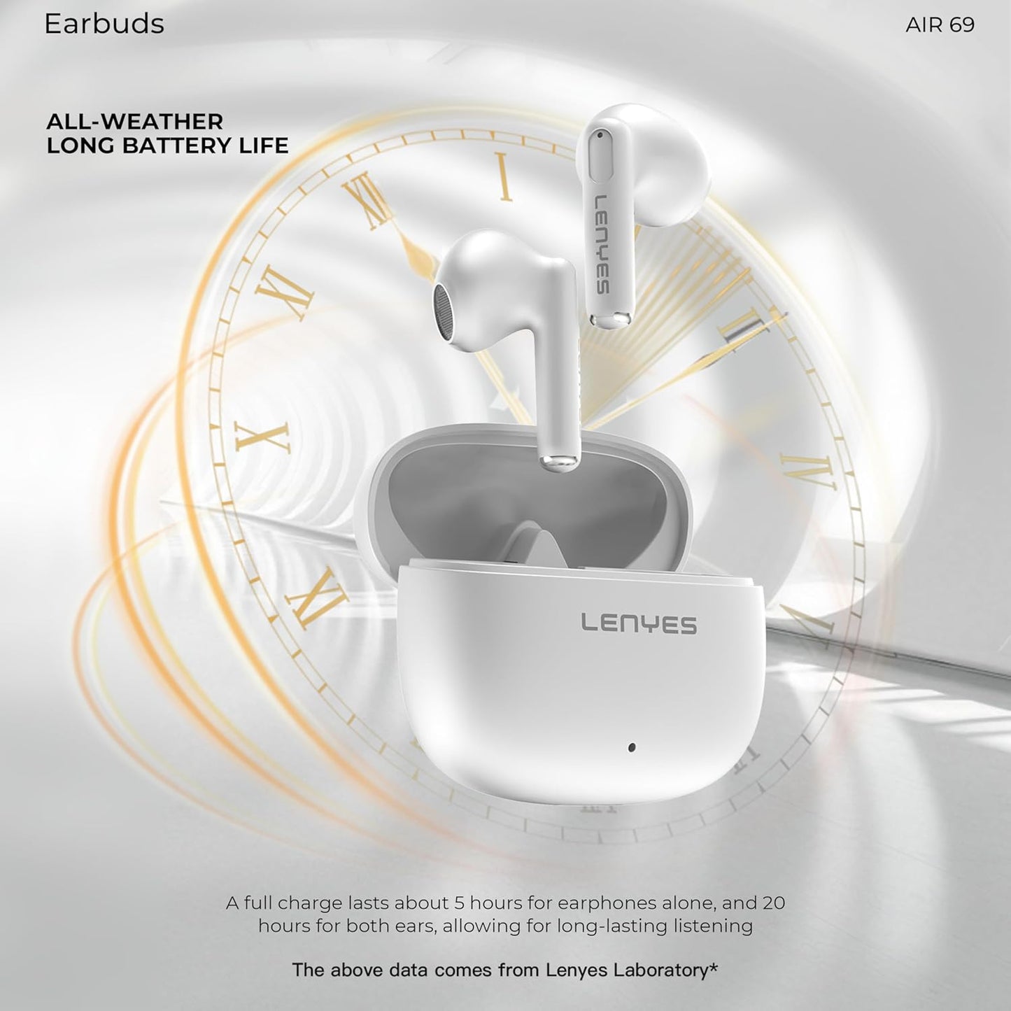 سماعات Lenyes Air 69 اللاسلكية بإلغاء ضوضاء ANC ومايك مزدوج وبطارية 20 ساعة | Lenyes Air 69 Wireless Earbuds ANC Dual Mic 20H Battery