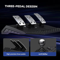 عجلة قيادة PXN V9 GEN2 - Racing Wheel with Pedals - RGB - Black